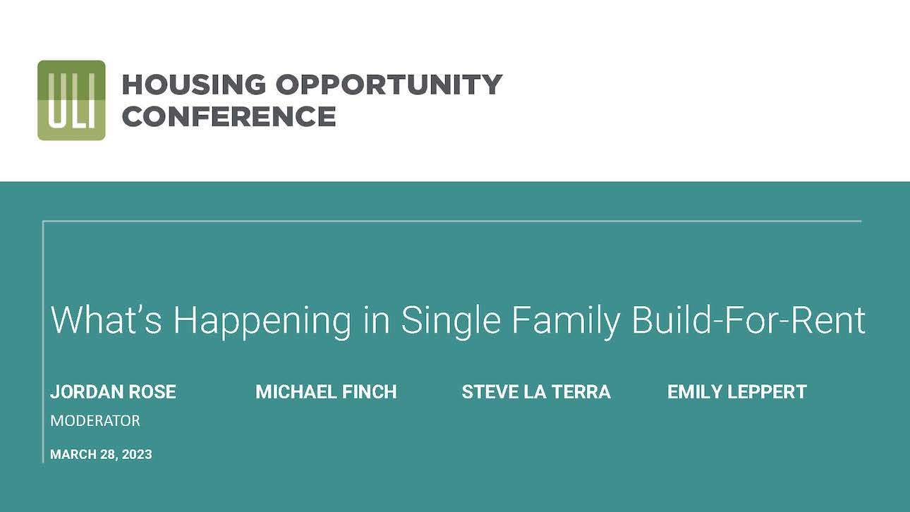 What’s Happening in Single Family Build-For-Rent