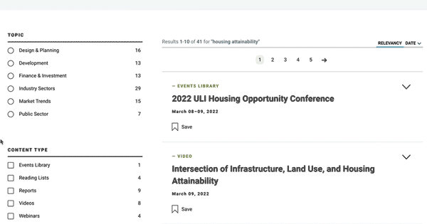 search facet selection