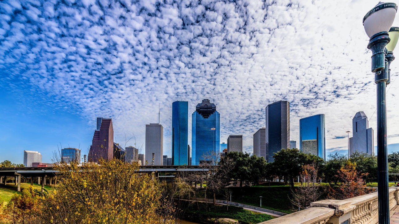 Houston TX Stadt Skyline Tag Zeit