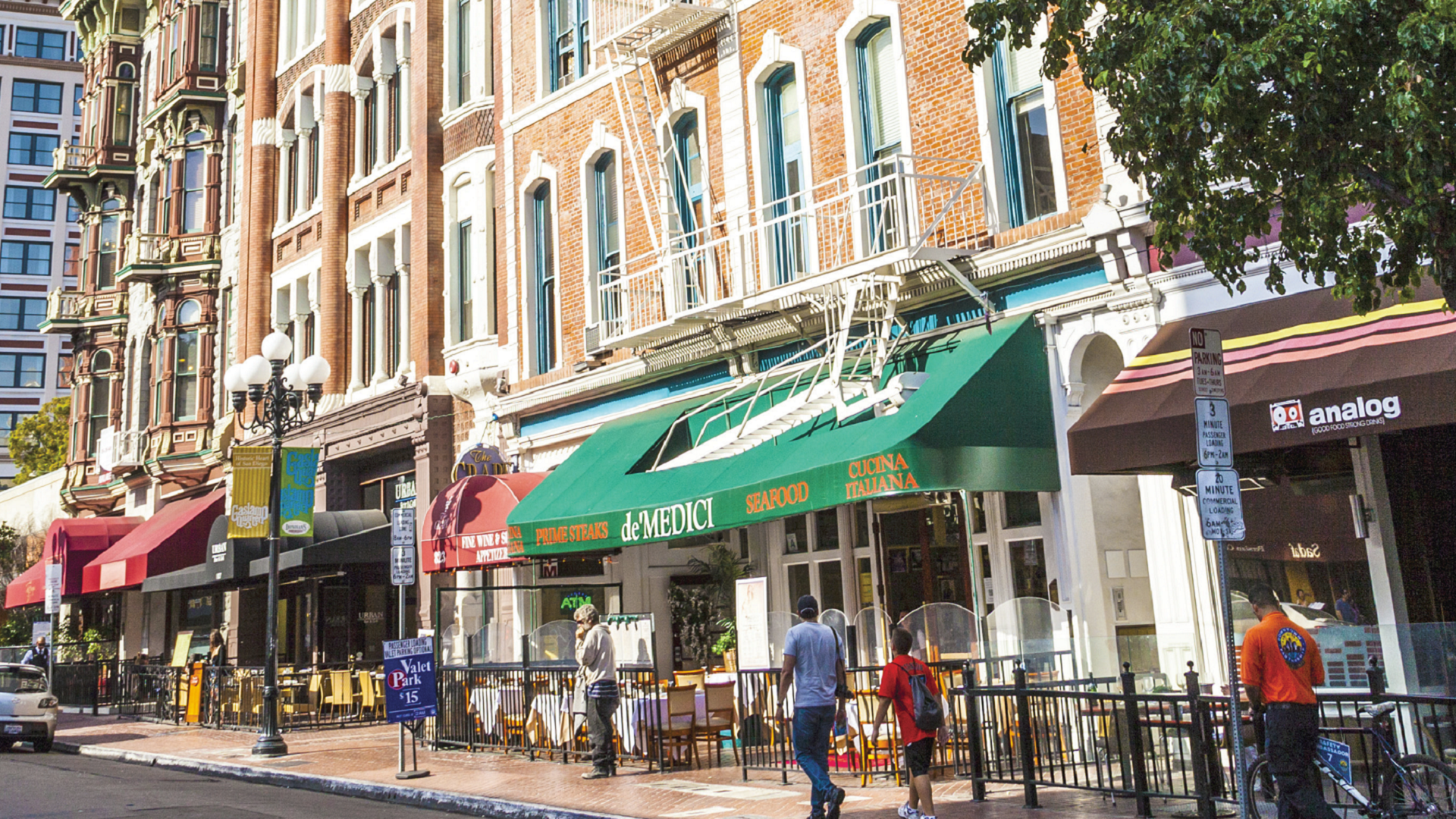 A city street with parking 